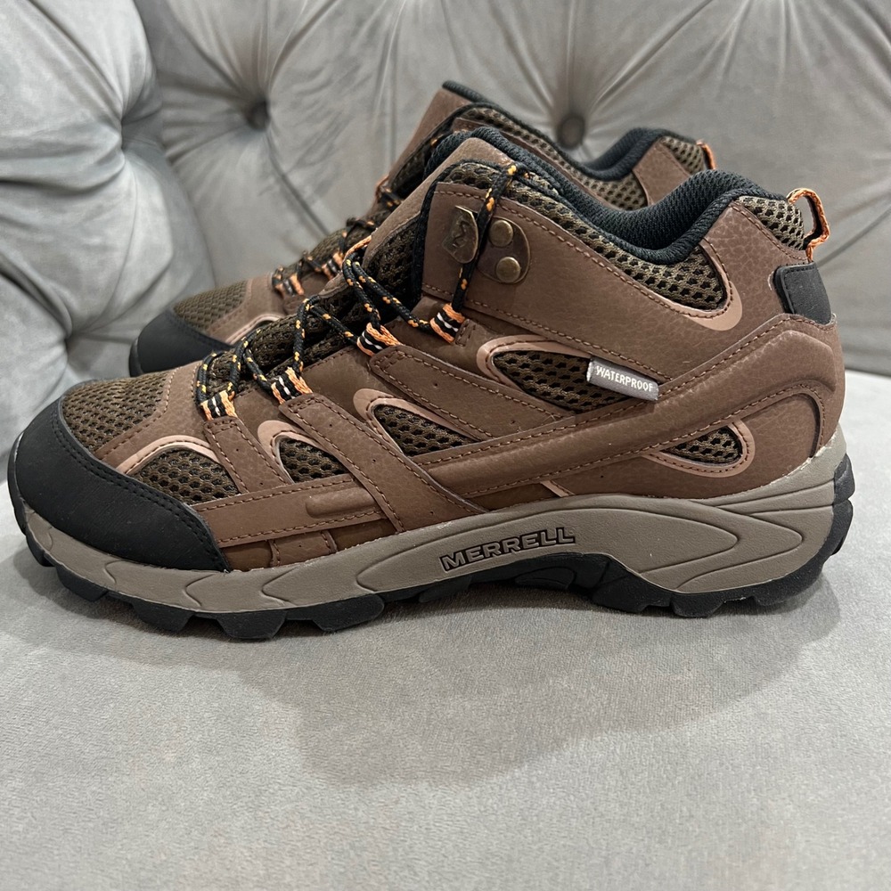 Merrell Moab 2 Mid Waterproof Hiking Boots Brown 6.5M Youth Leather Trail Shoes
